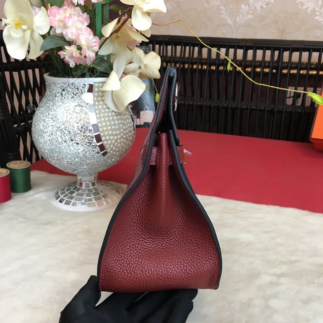 愛馬仕Jypsiere吉普賽 原版進口牛皮 Hermesn肩背斜挎包 酒紅銀扣  am2136